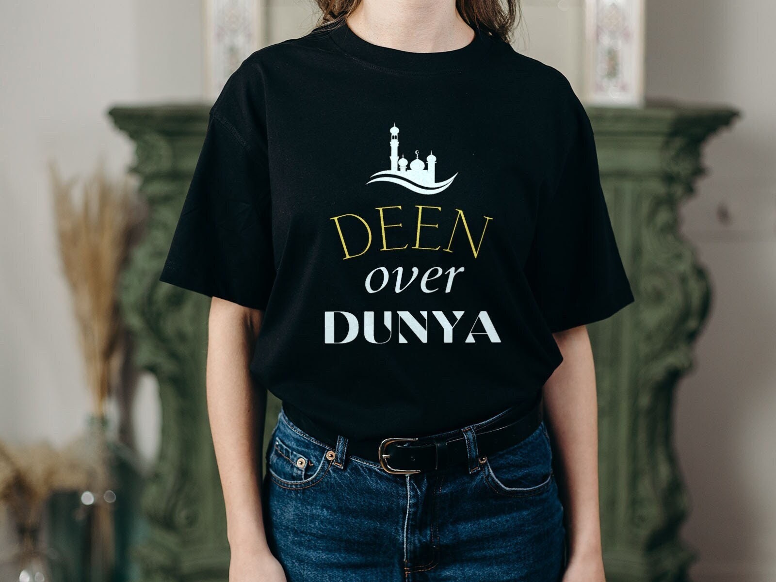 Deen Over Dunya Short Sleeve Unisex T Shirt Graphic Tee – Cozy Vibes · High-Quality Print