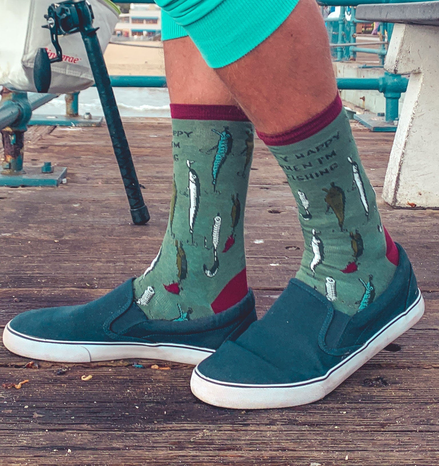 Funny Dad Socks Only Happy When Fishing Socks Funky Fishing Socks Fisherman Gifts Under 15 Fish Socks Man Dad Socks Angler Socks Graphic Tee – Cozy Vibes · Perfect For Daily Wear