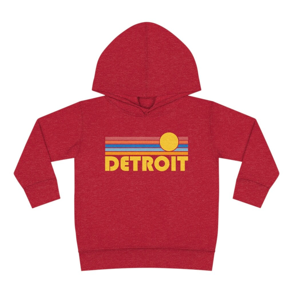 Detroit Michigan Toddler Hoodie Retro Sunrise Unisex Detroit Toddler Sweatshirt Personalization Available Hoodie – Warm & Stylish · Great Gift For Fans