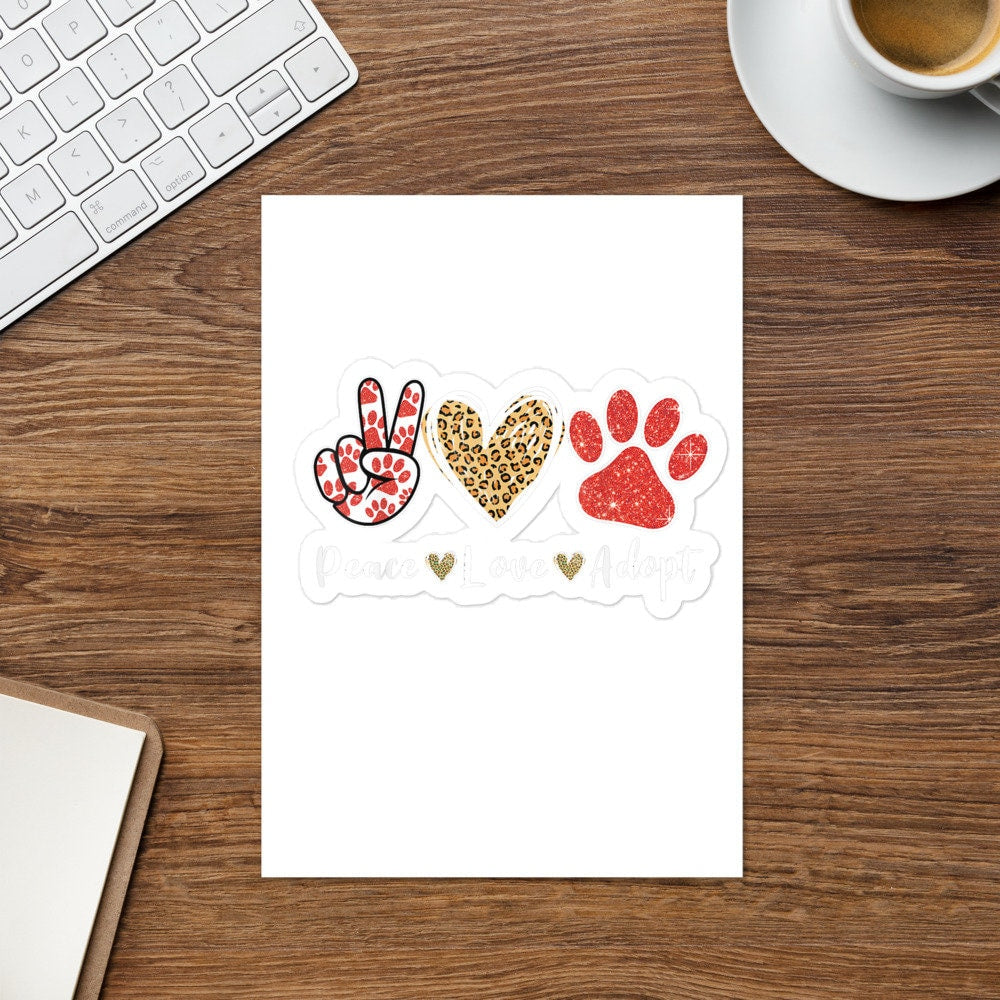 Peace Love Adopt Pets Sticker sheet Graphic Tee – Feel-Good Design · High-Quality Print