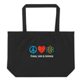 Peace Love Science Large organic tote bag Tote Bag – Premium Graphic · Must-Have Style