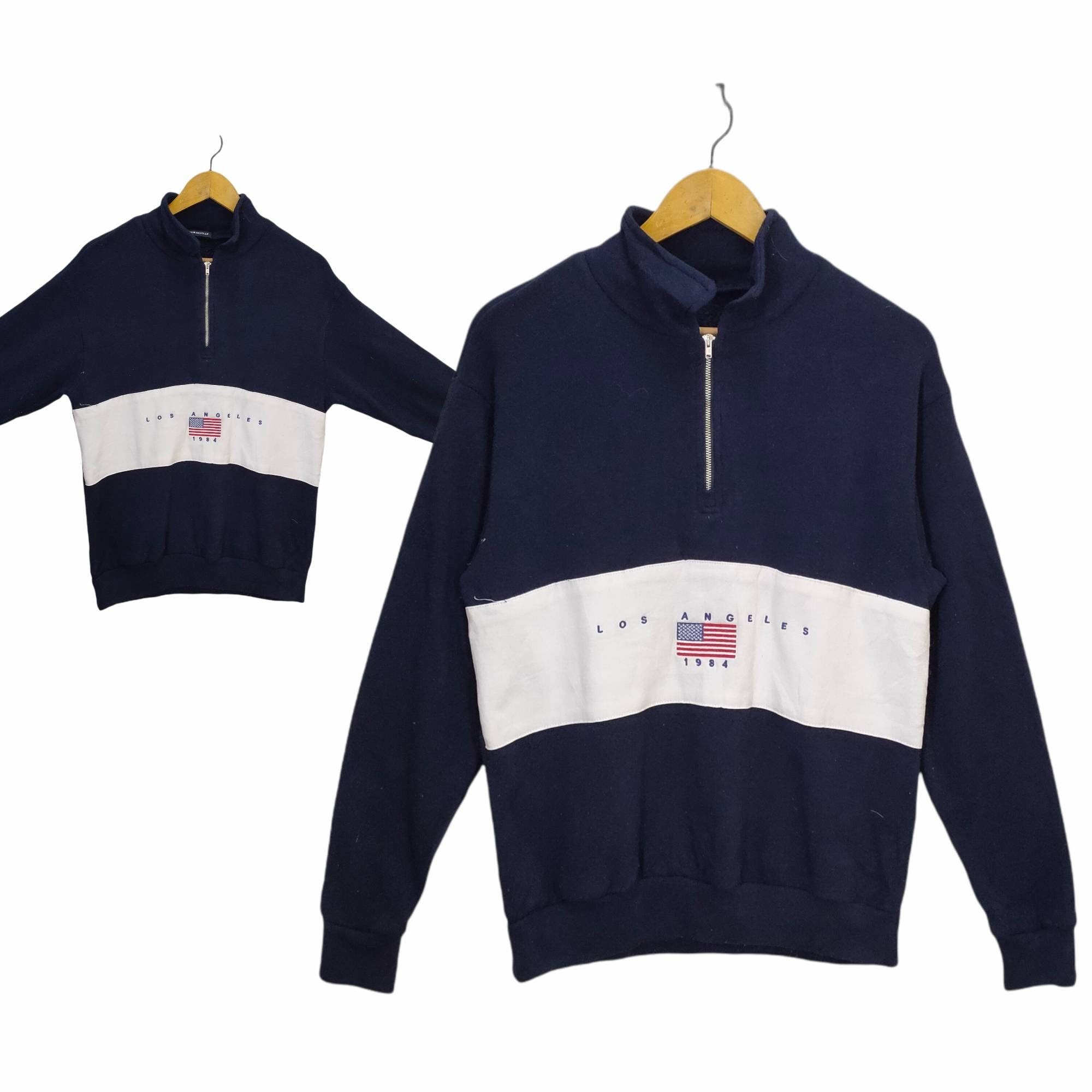 90s Los Angeles Sweater Quarter Medium Vintage Los Angeles 1984 Embroidery Sweatshirt Jumper Pullover Size M Sweatshirt – Everyday Comfort · Must-Have Style