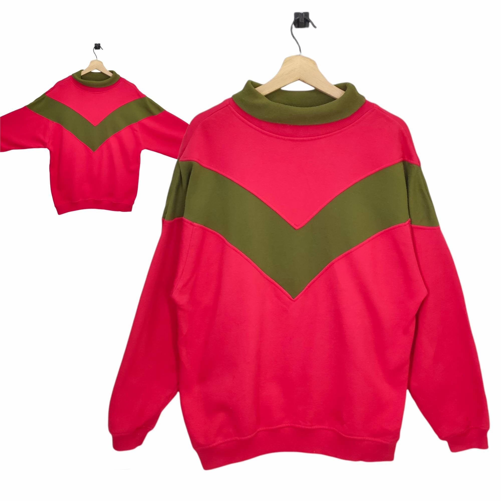 Y2K Rainbow Turtle Neck Sweatshirt Large Vintage Cheetah Colorblock Sweater Jumper Pullover Mens Size L Sweatshirt – Everyday Comfort · Must-Have Style