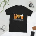 Peace Love Pumpkin Spice Fall Latte Thanksgiving Short Sleeve Unisex T Shirt Graphic Tee – Everyday Comfort · Top Pick For Any Outfit