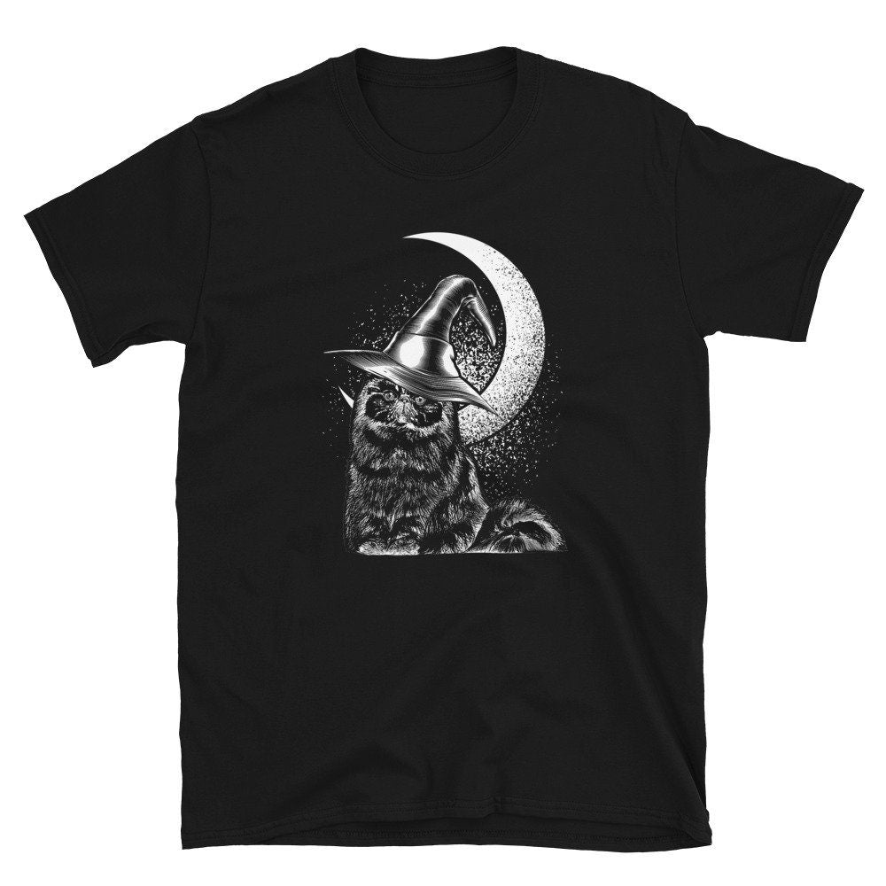 Scary Witch Cat and Moon Halloween Unisex T Shirt Graphic Tee – Fan Favorite · High-Quality Print