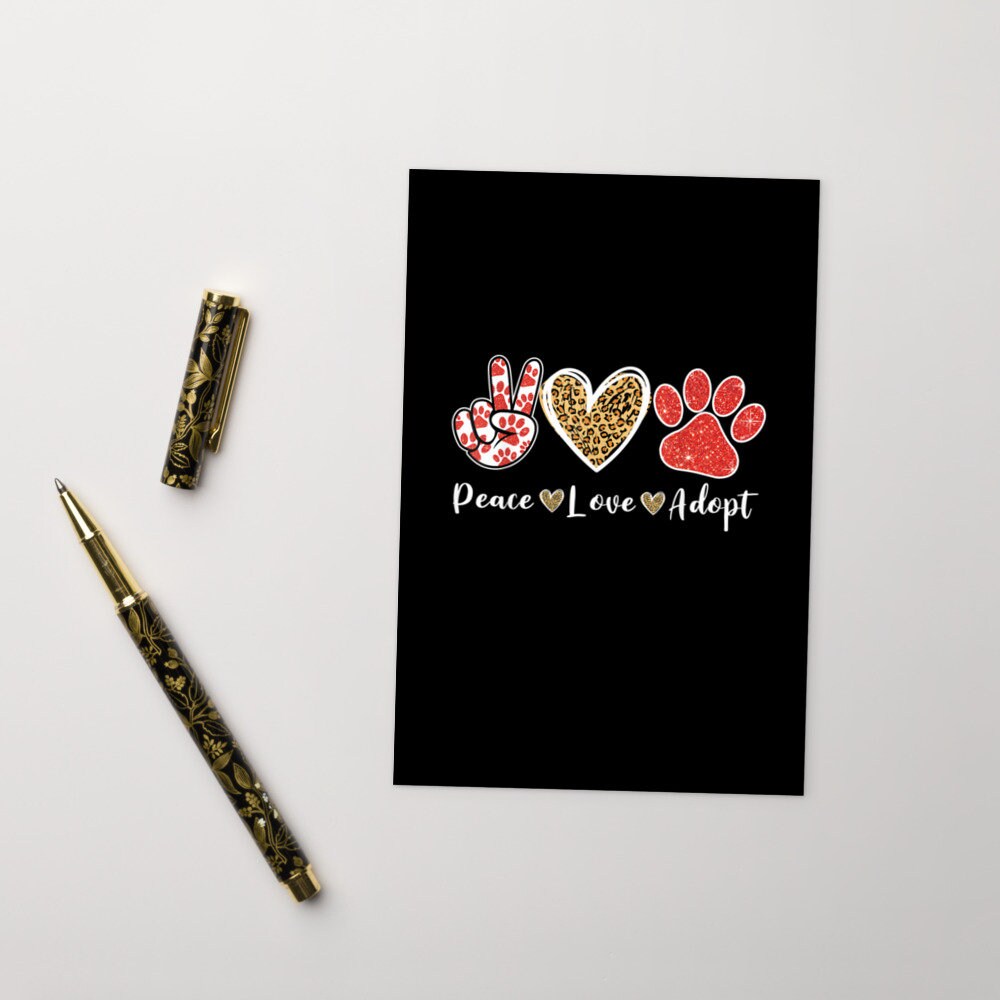 Peace Love Adopt Pets Standard Postcard Graphic Tee – Easygoing Wear · Must-Have Style