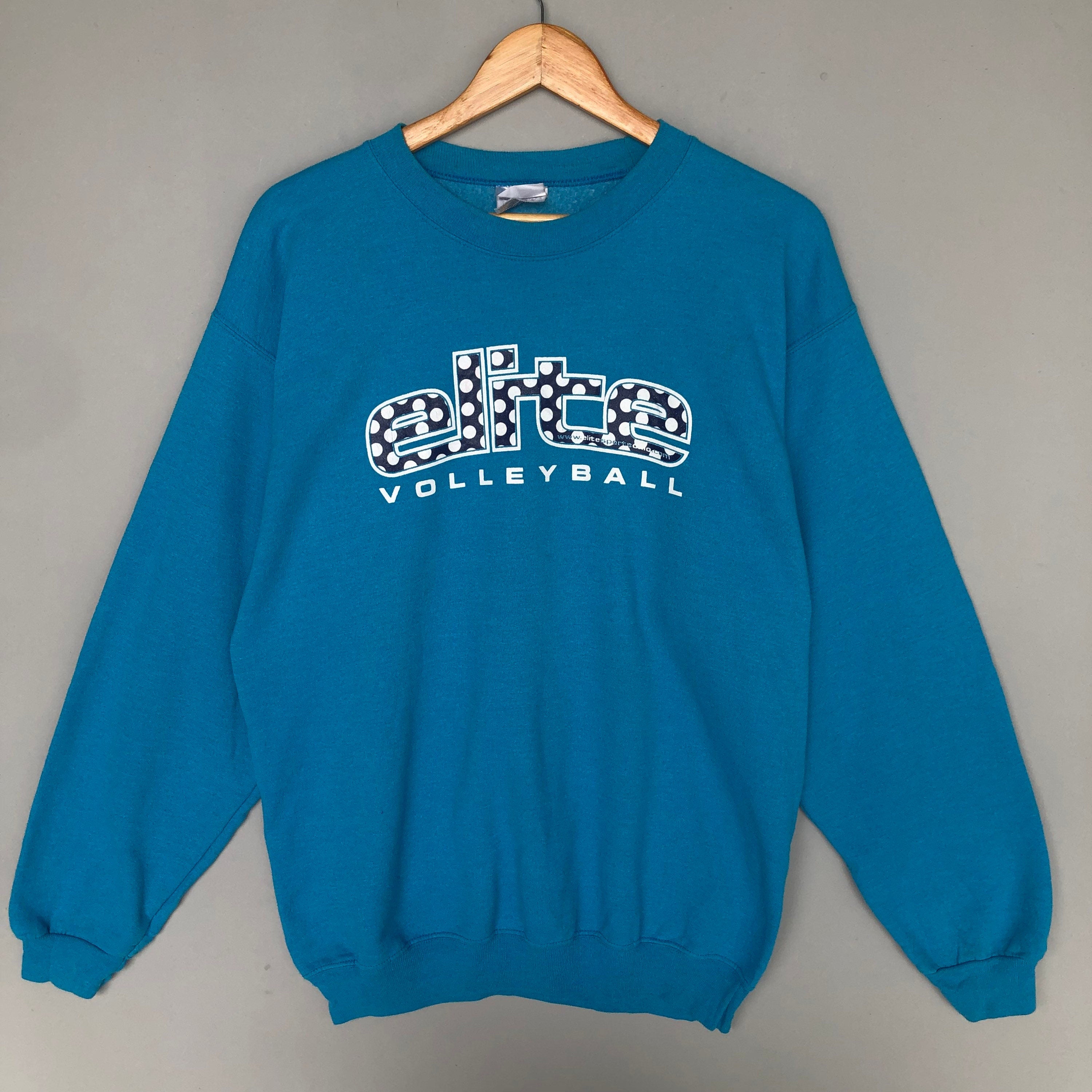 Vintage 00s Elite Volleyball Big Print Sweatshirt Crewneck Colour Blue Size Medium Sweatshirt – Aesthetic Look · Trending Graphic Apparel