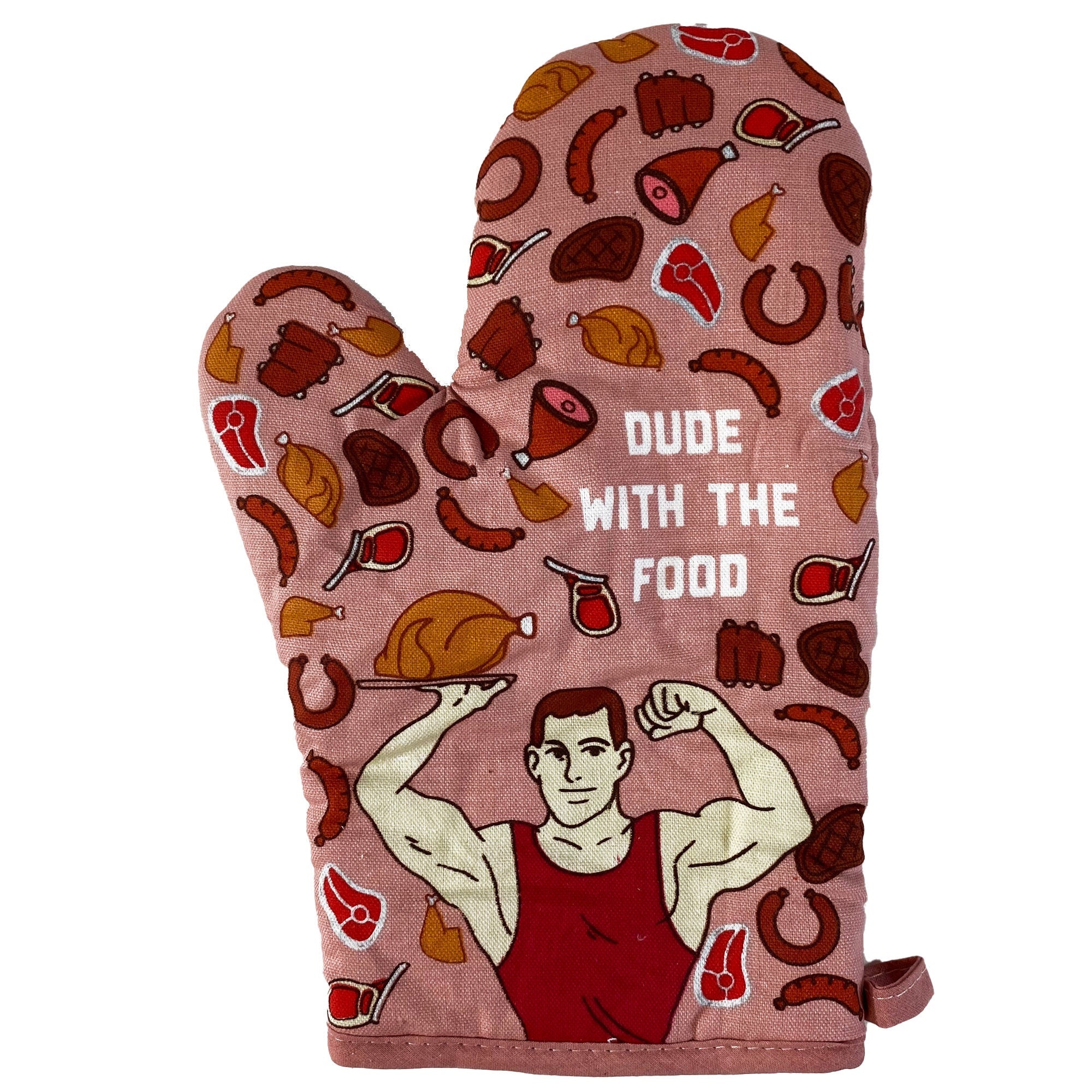 Dude With The Food Oven Mitt Housewarming Gift Pot Holder Christmas Gift Hostess Gift Funny Oven Mitts Grilling Gift Dad Gift Graphic Tee – Aesthetic Look · Top Pick For Any Outfit