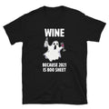 Halloween Ghost drinks Wine Unisex T Shirt Graphic Tee – Fan Favorite · High-Quality Print