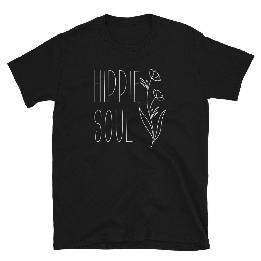 Hippie Soul Minimal Floral T Shirt Graphic Tee – Feel-Good Design · Must-Have Style