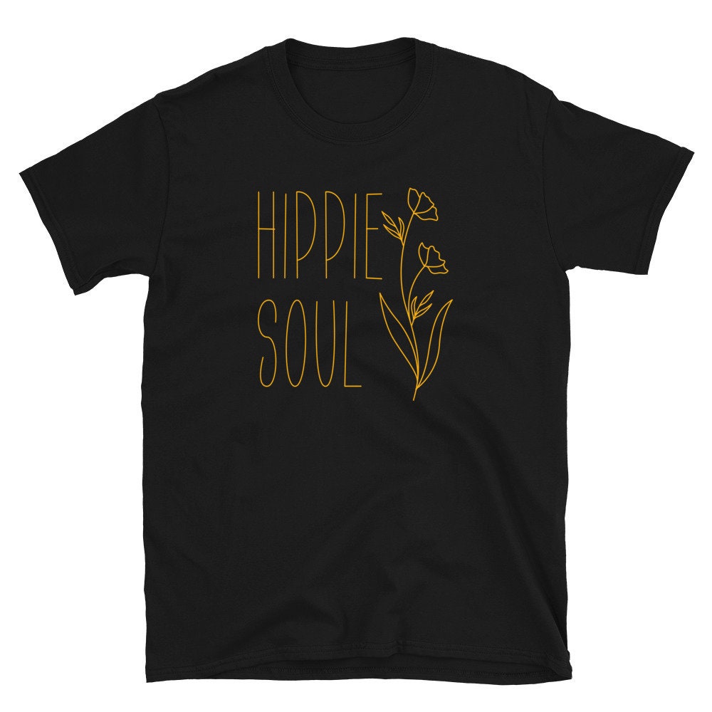 Minimal Hippie Soul Flower Drawing T Shirt Graphic Tee – Cozy Vibes · High-Quality Print