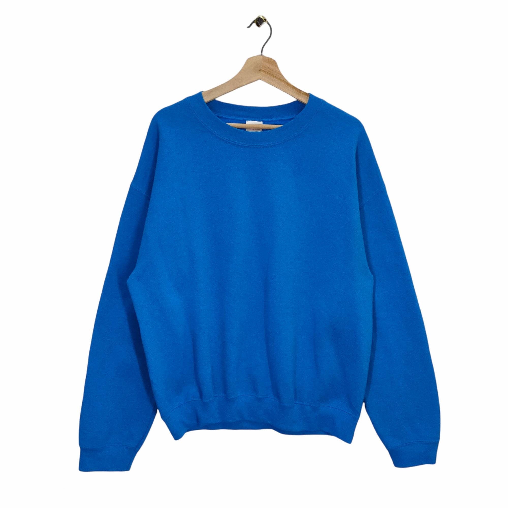 Y2K Blank Sweatshirt Large Vintage Gildan Plain Sweater Jumper Pullover Crewneck Green Blue Unisex Size L Sweatshirt – Aesthetic Look · Top Pick For Any Outfit