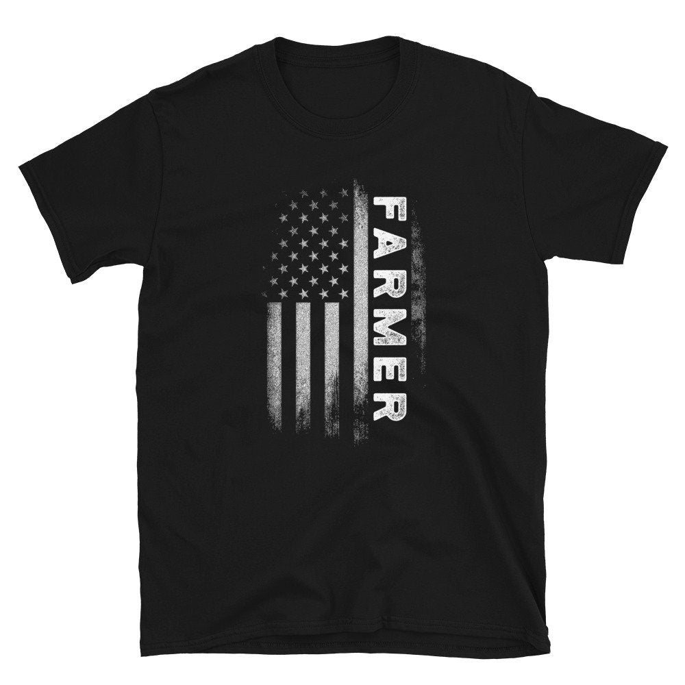Minimalist American Flag Patriotic Farmer Unisex T Shirt Graphic Tee – Fan Favorite · Great Gift For Fans