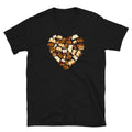 Books Arranged in Hearts Bookworm Unisex T Shirt Graphic Tee – Aesthetic Look · Perfect For Daily Wear