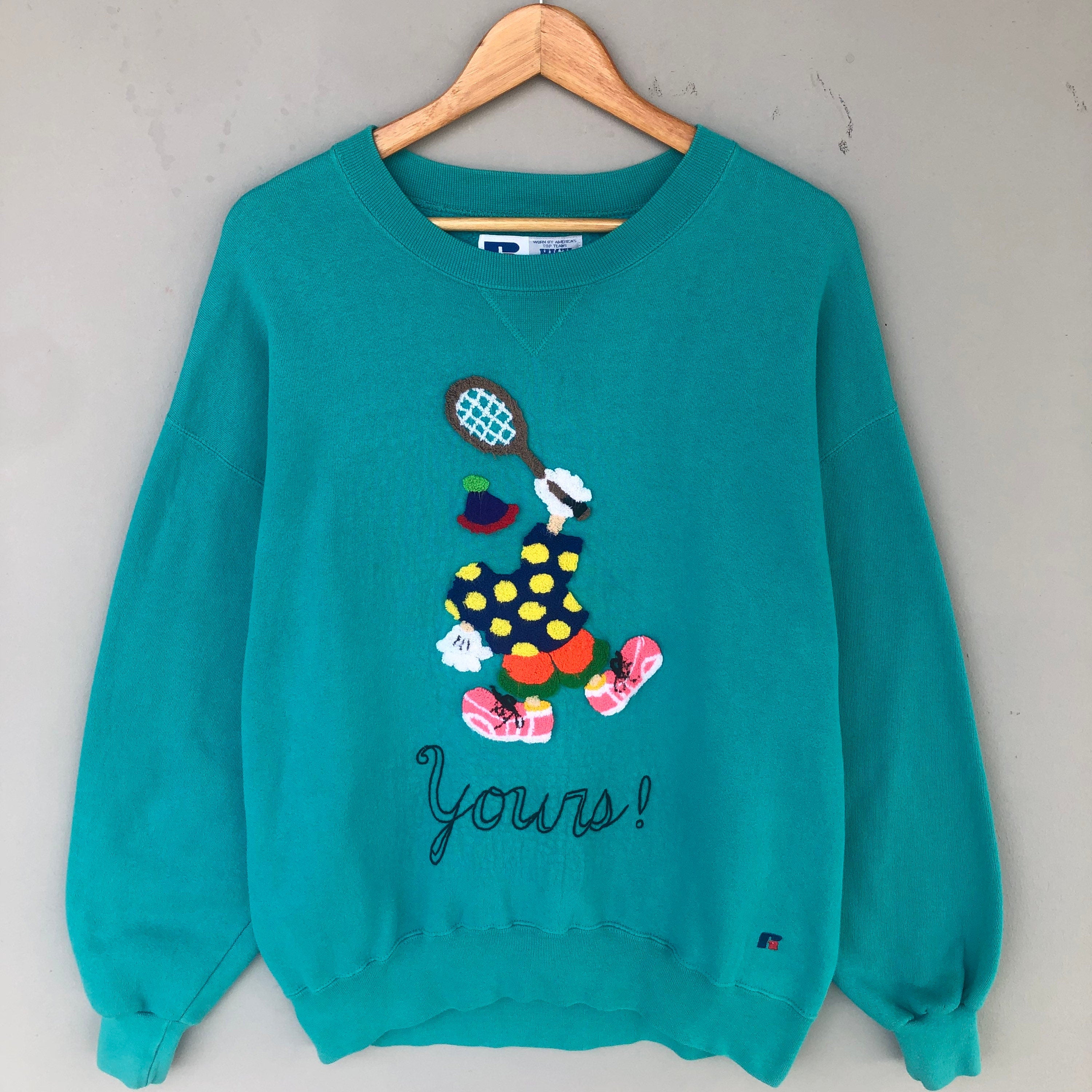 Vintage 90s Russel Tag Yours Embroidery Logo Sweatshirt Baggie Crewneck Colour Mint Green Size X large Sweatshirt – Warm & Stylish · High-Quality Print