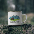 Washington Camp Mug 12oz Retro Enamel Camping Washington Mug Personalization Available Graphic Tee – Premium Graphic · High-Quality Print