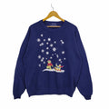 90s Teddy Bear Sweatshirt Snow Cart Winter Jumper Vintage Style Christmas Present Large Crewneck Navy Blue Sweater Unisex L Sweatshirt – Bold Style · High-Quality Print