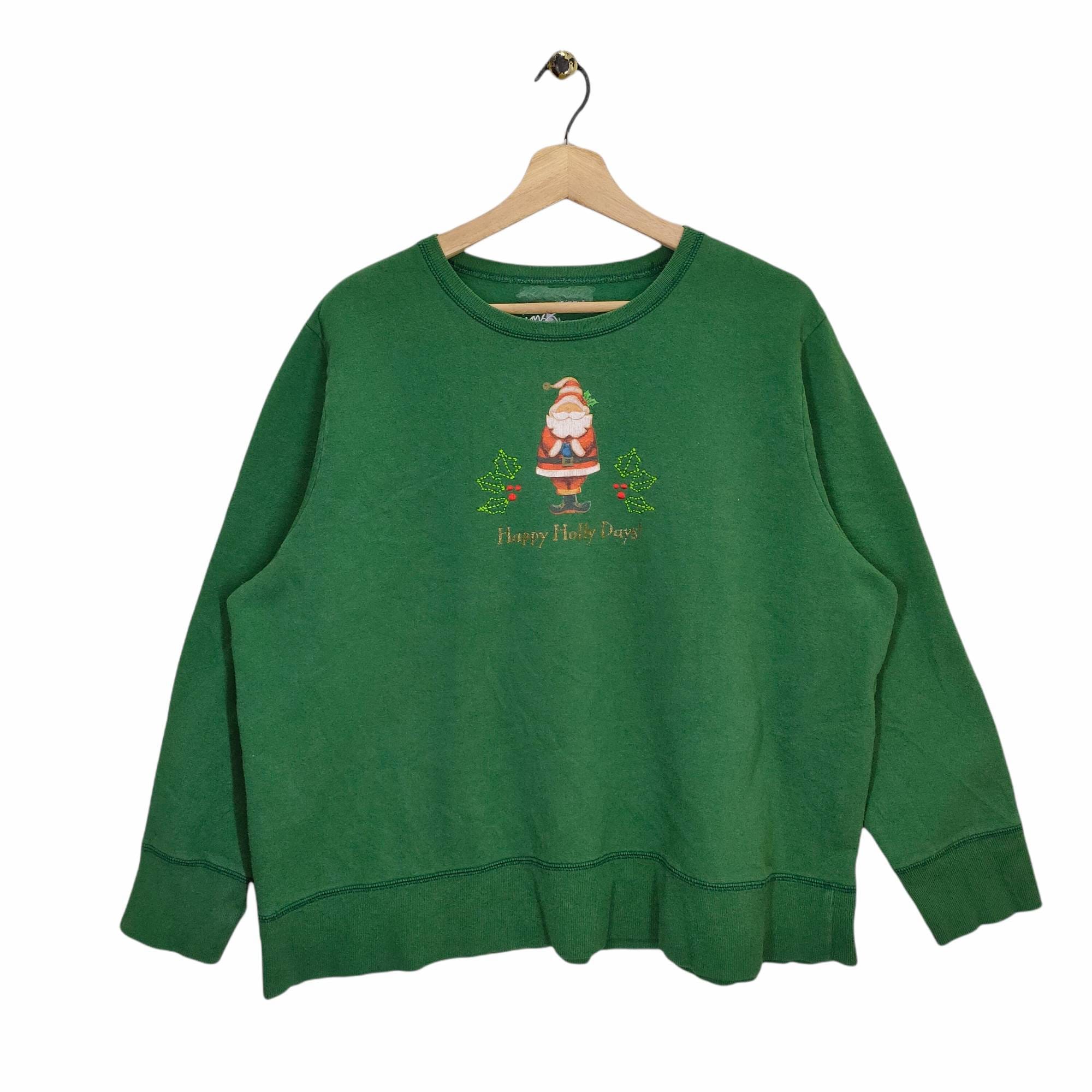 Y2K Christmas Sweatshirt Large Vintage Style Hanes Sportwear Santa Claus Sweater Jumper Pullover Crewneck Green Unisex Size XL Sweatshirt – Cozy Vibes · Great Gift For Fans