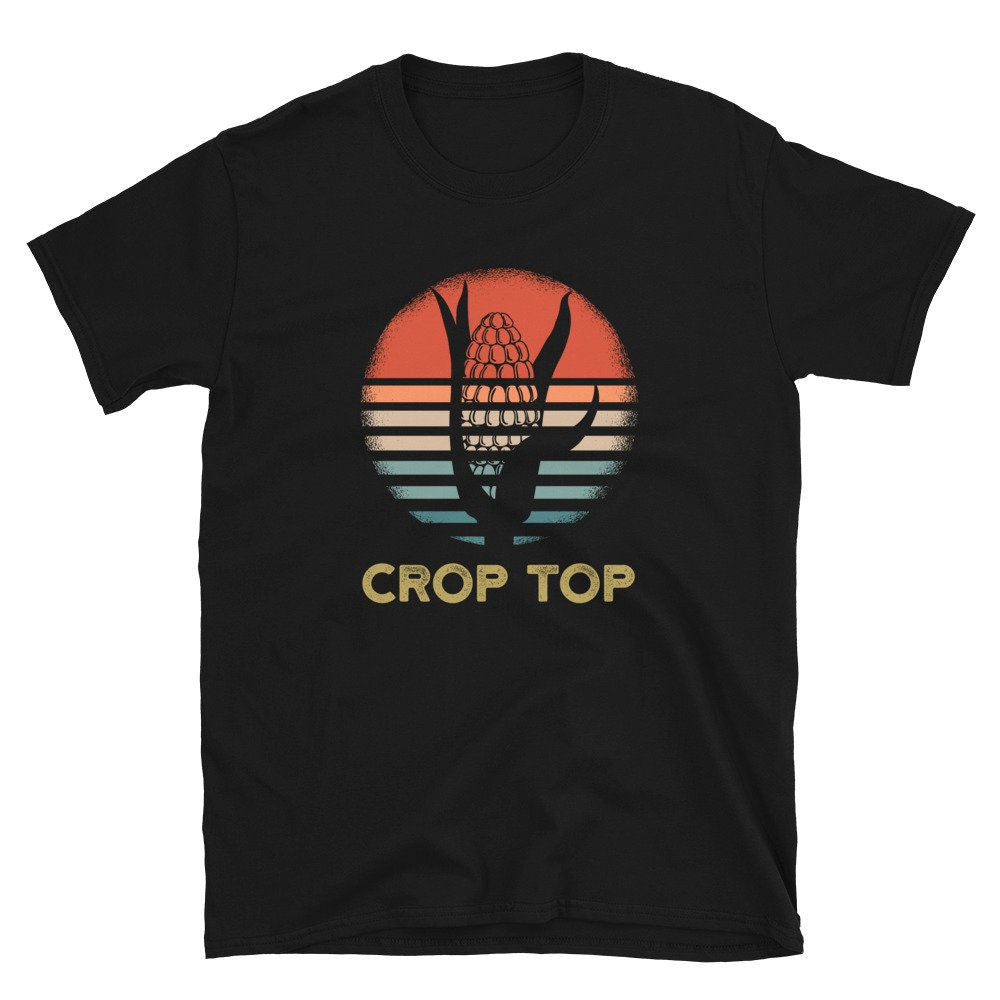 Retro Sunset Corn Crop Top Farming Unisex T Shirt Graphic Tee – Easygoing Wear · Perfect For Daily Wear