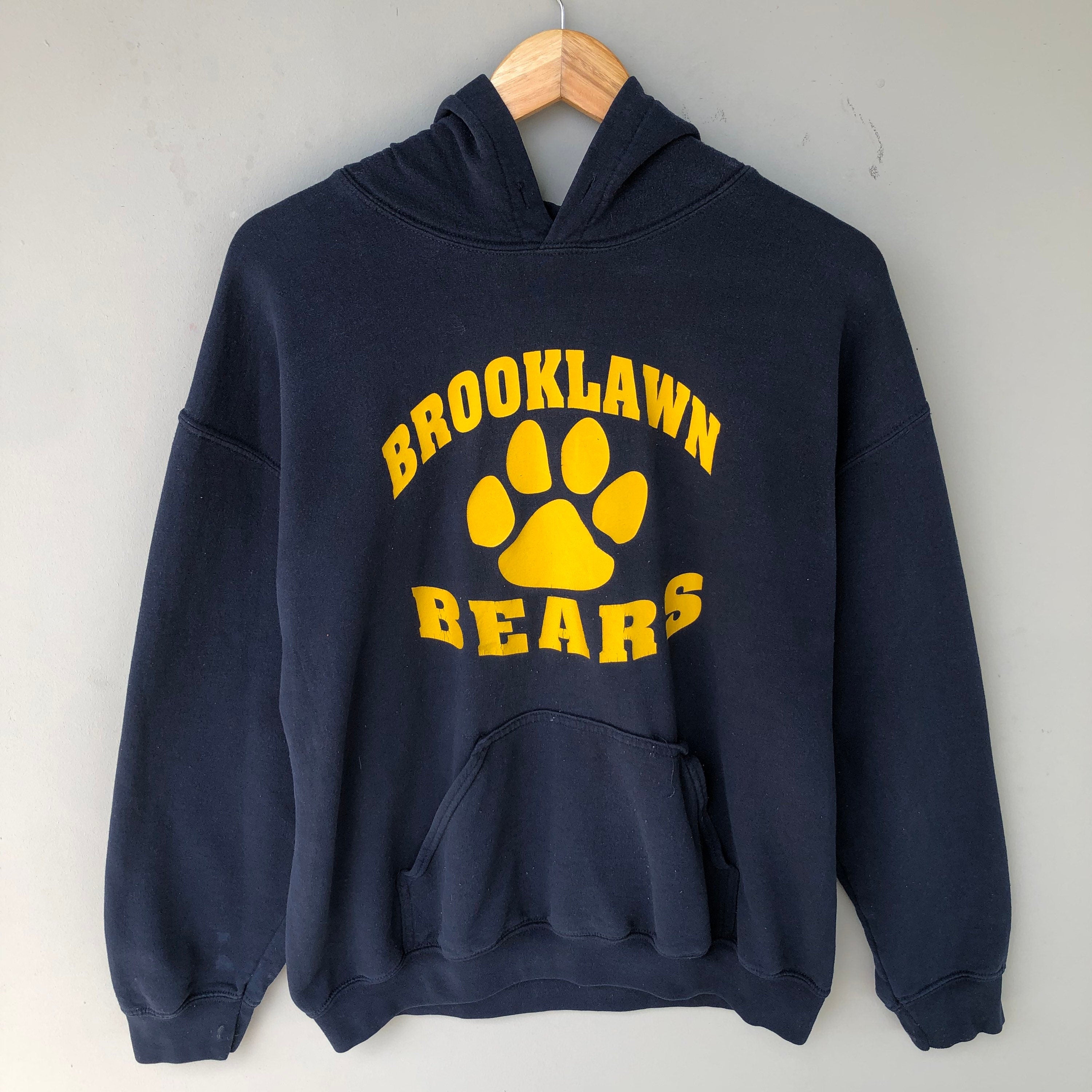 Vintage Y2K Gildan Tag Brooklawn Bears Big Print Logo Hoodie Pullover Colour Navy Blue Size Large Hoodie – Bold Style · Must-Have Style