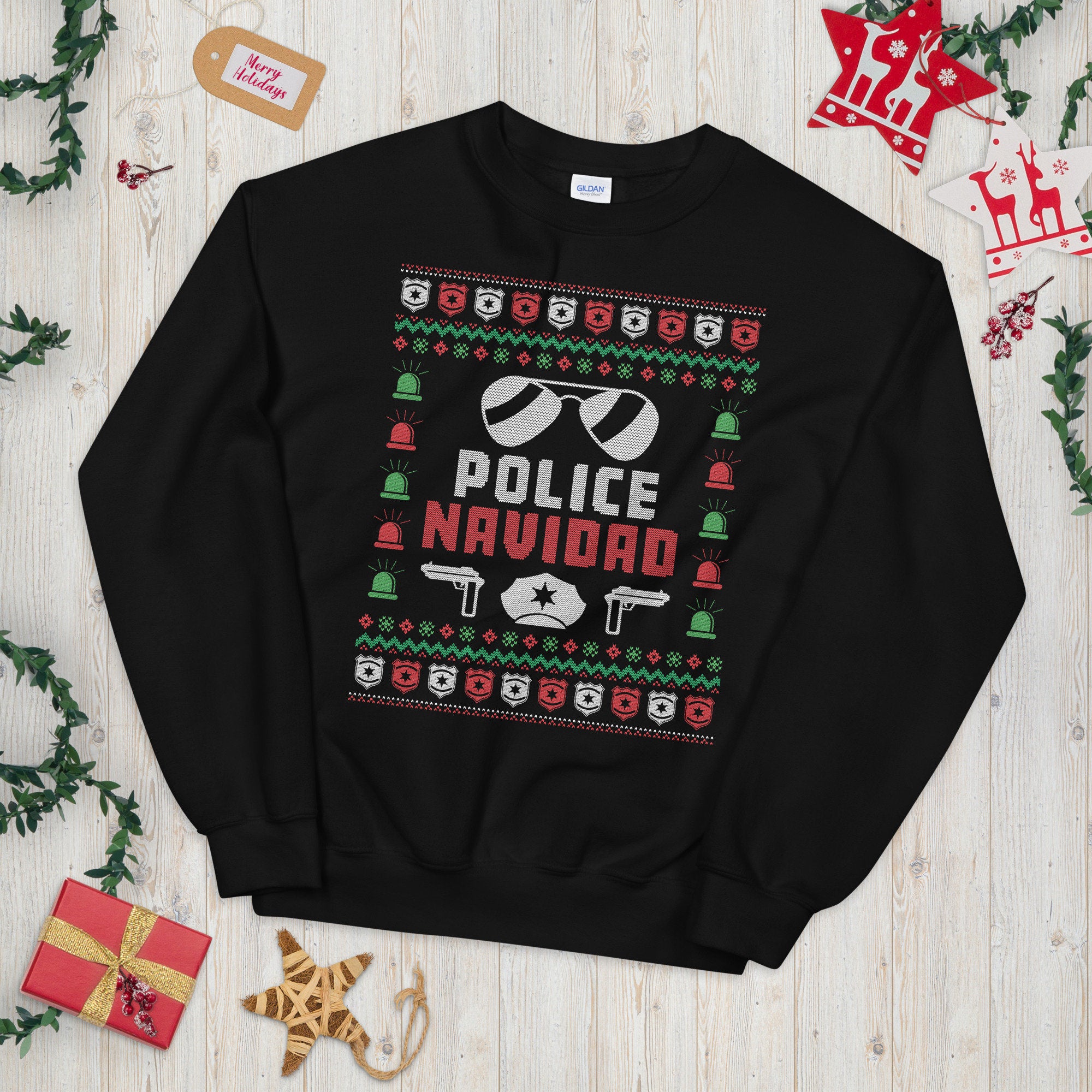 Police Navidad Ugly Christmas Sweater Graphic Tee – Aesthetic Look · Top Pick For Any Outfit