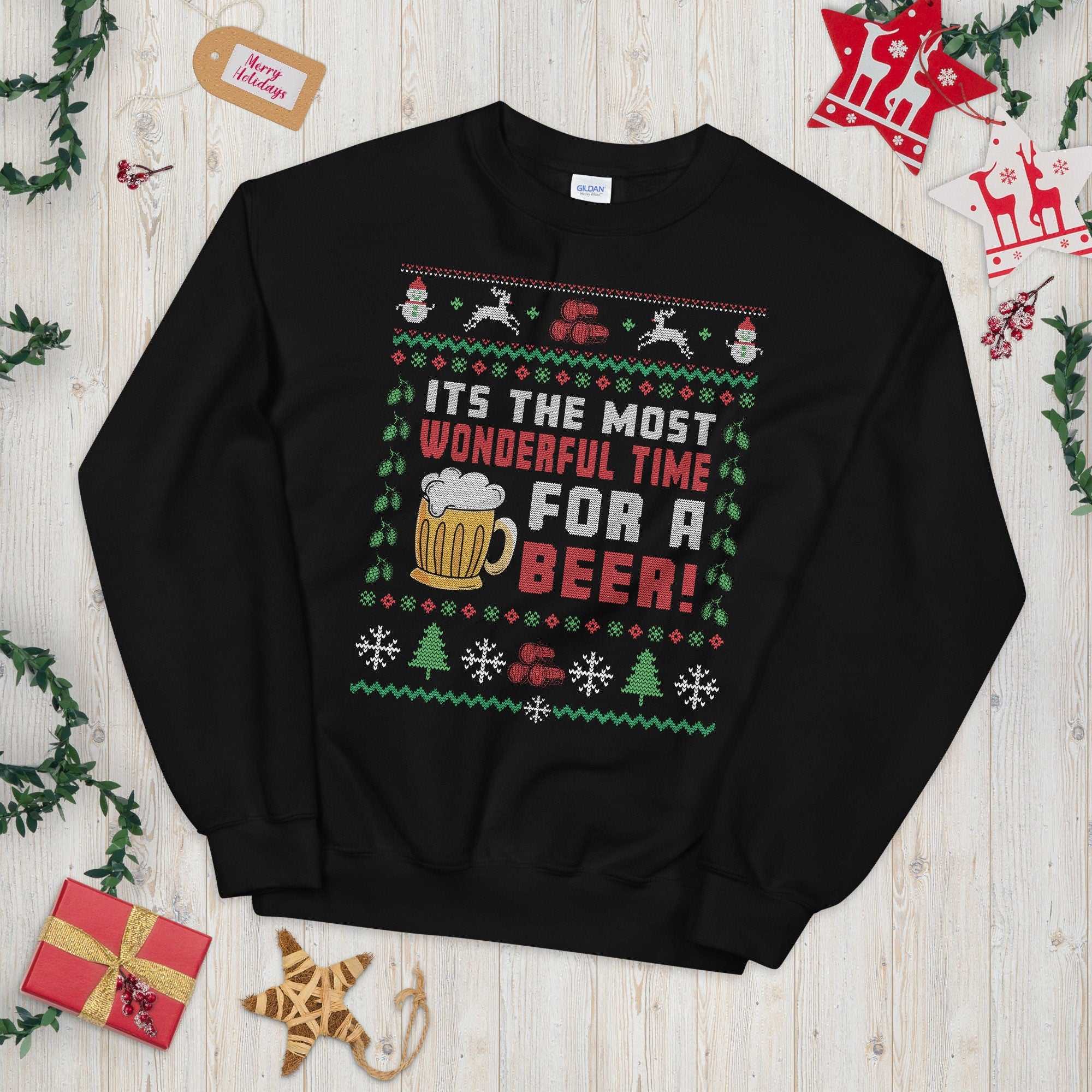 Most Wonderful Time Beer Ugly Christmas Sweater Graphic Tee – Easygoing Wear · Top Pick For Any Outfit