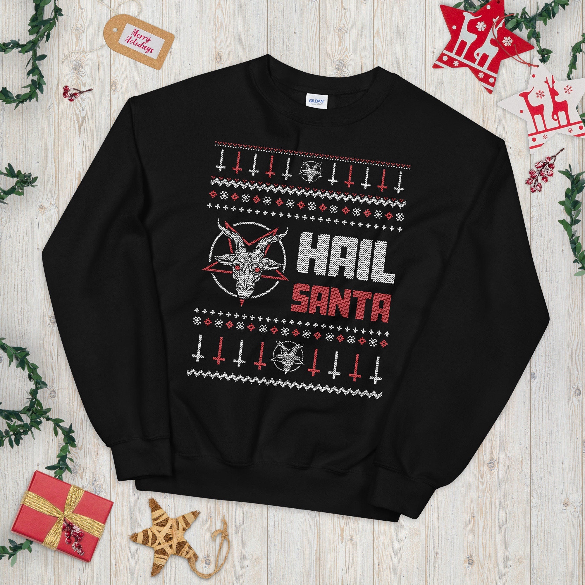Hail Santa Joke Ugly Christmas Sweater Graphic Tee – Easygoing Wear · Must-Have Style