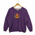 Y2K Cute Cat Crewneck Sweatshirt Small Vintage Holiday Traditional Sweater Jumper Pullover Animal Graphics Embroidery Purple Womens Size XL Sweatshirt – Premium Graphic · Must-Have Style