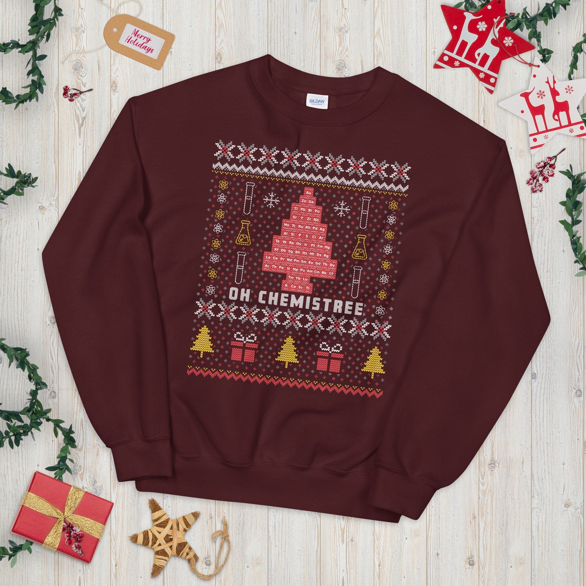 Oh Chemistree Funny Ugly Xmas Sweater Graphic Tee – Easygoing Wear · High-Quality Print