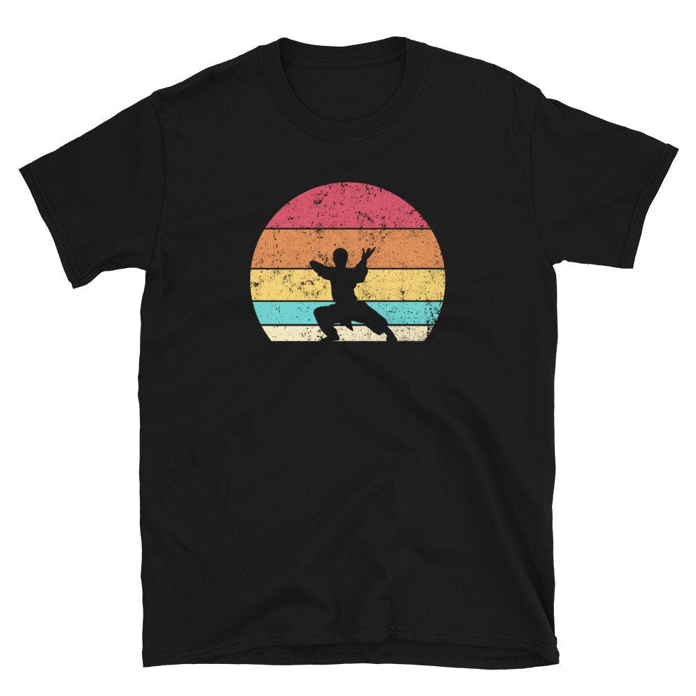 Retro Sunset Kung Fu Martial Artist Unisex T Shirt Graphic Tee – Fan Favorite · Top Pick For Any Outfit
