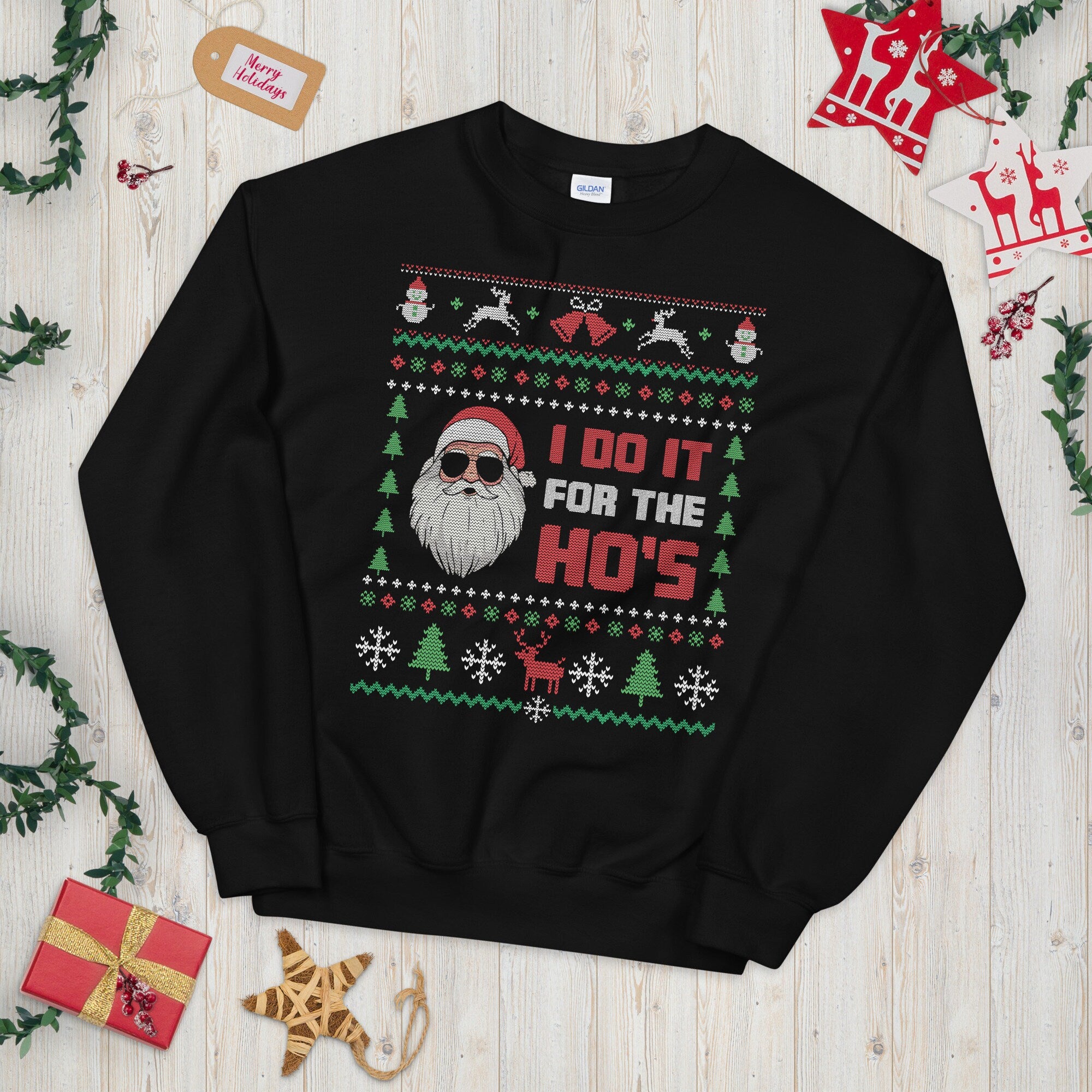 I Do it for the Ho39s Ugly Christmas Sweater Cool Santa Sweatshirt Sweatshirt – Everyday Comfort · Trending Graphic Apparel