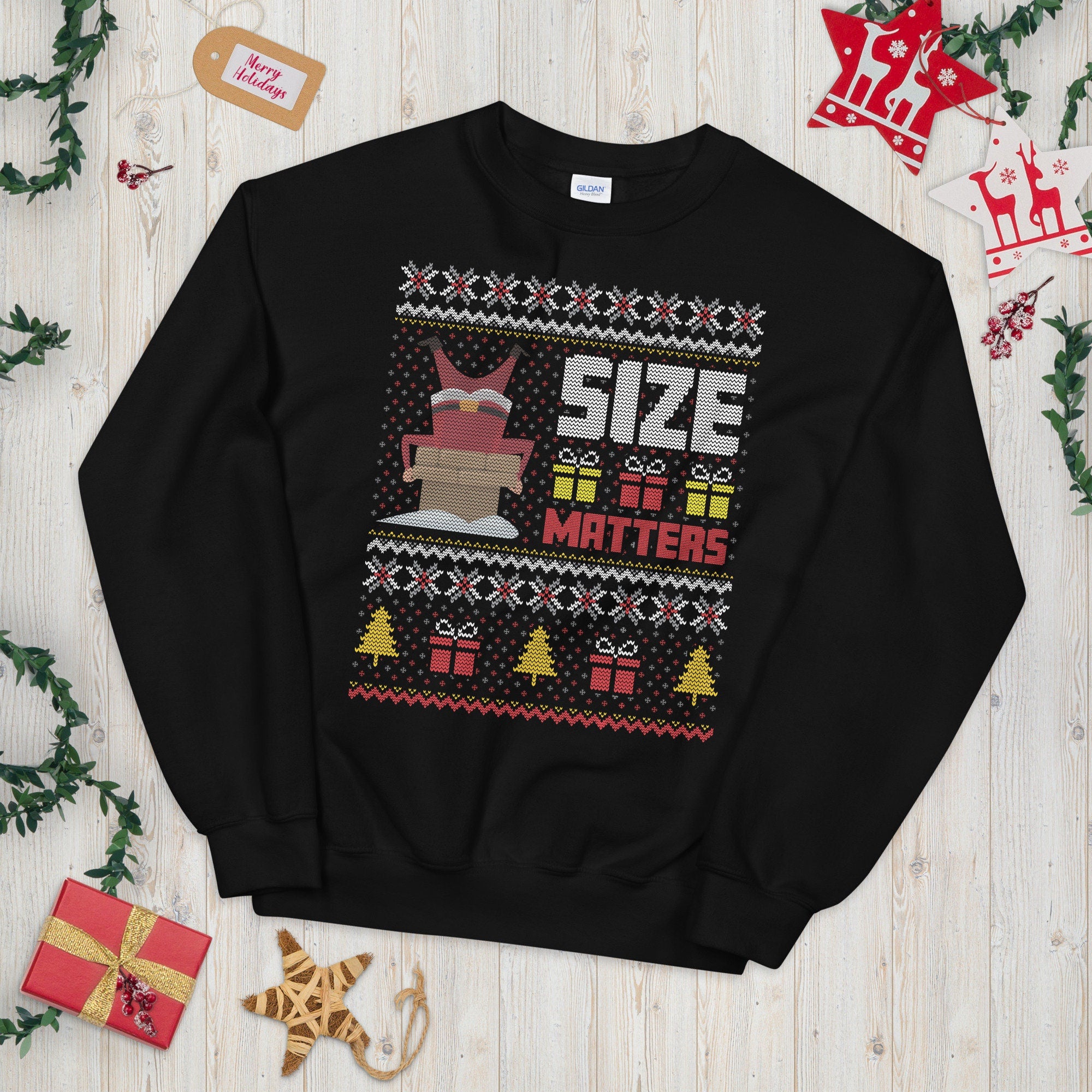 Cool Santa Size Matters Santa Claus Ugly Christmas Sweatshirt Sweatshirt – Bold Style · Perfect For Daily Wear