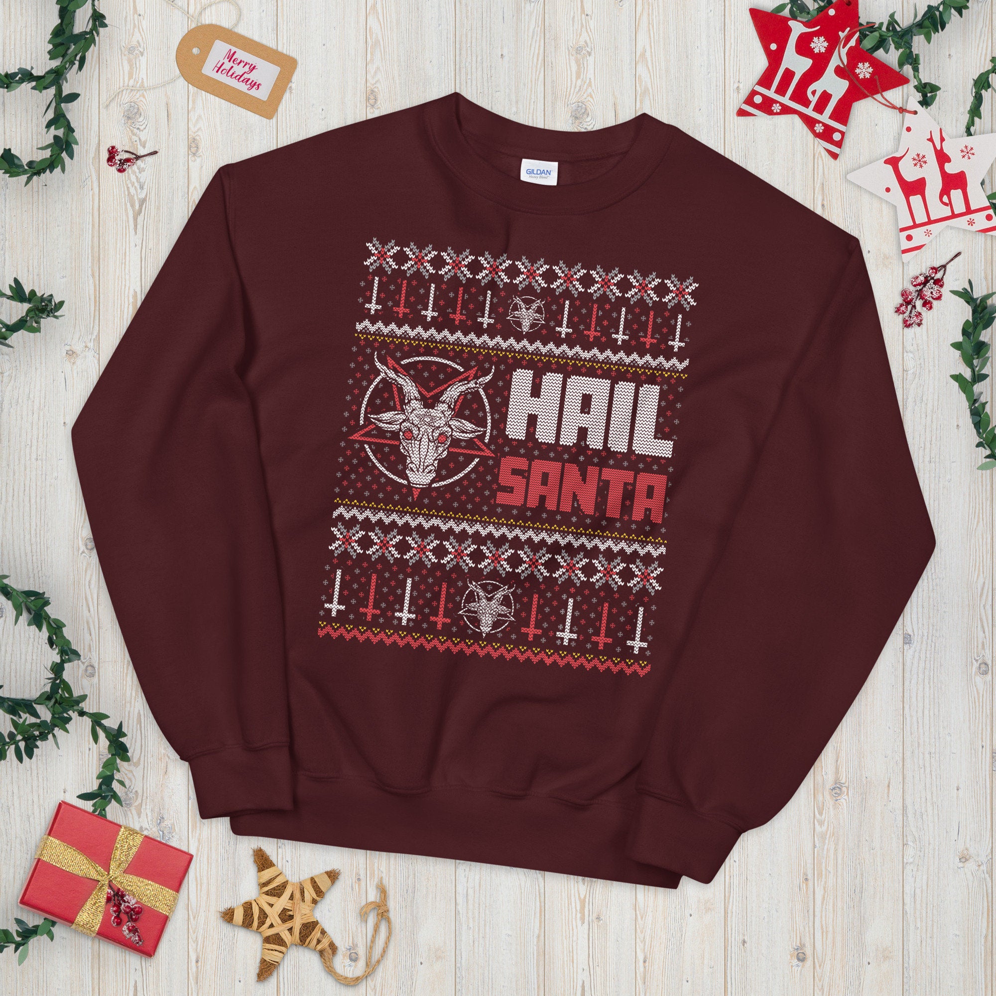 Hail Santa Satan Joke Ugly Festive Sweatshirt Sweatshirt – Cozy Vibes · Top Pick For Any Outfit