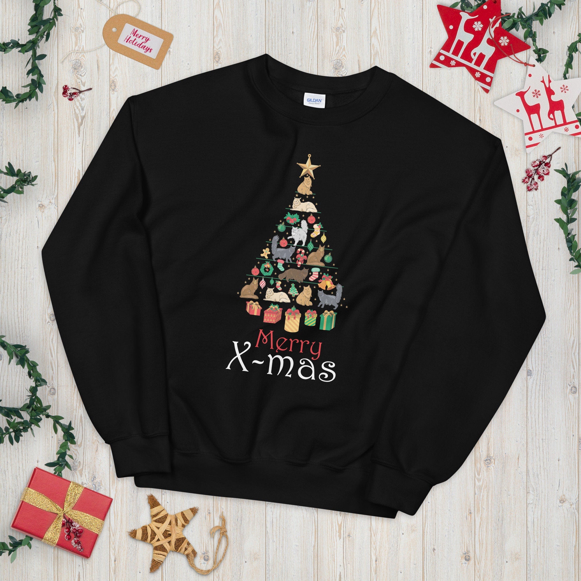 Merry Xmas Festive Cats Christmas Sweatshirt Sweatshirt – Aesthetic Look · Great Gift For Fans