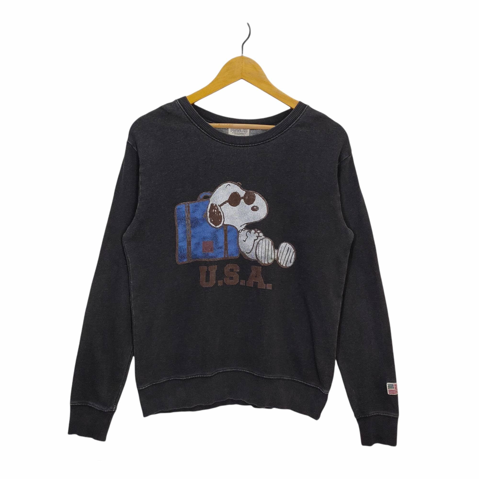 90s Peanuts Crewneck Sweatshirt Medium Vintage Snoopy USA Sweater Jumper Pullover Black Unisex Size M Sweatshirt – Everyday Comfort · Trending Graphic Apparel