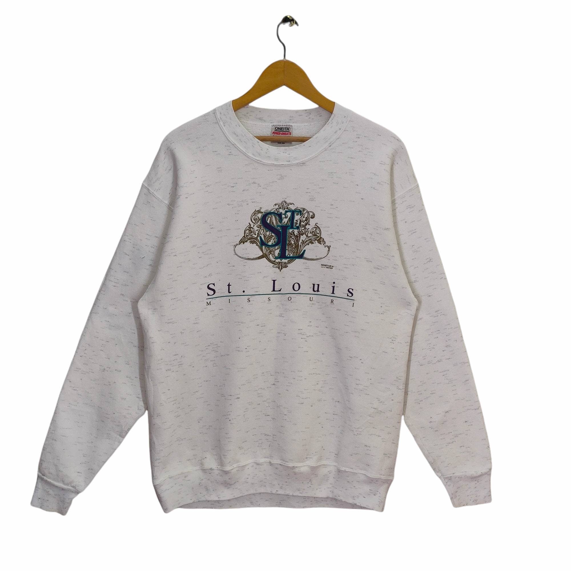 90s St Louis Missouri Crewneck Sweatshirt Medium Vintage Oneita Sweater Jumper Pullover White Size M Sweatshirt – Fan Favorite · Trending Graphic Apparel