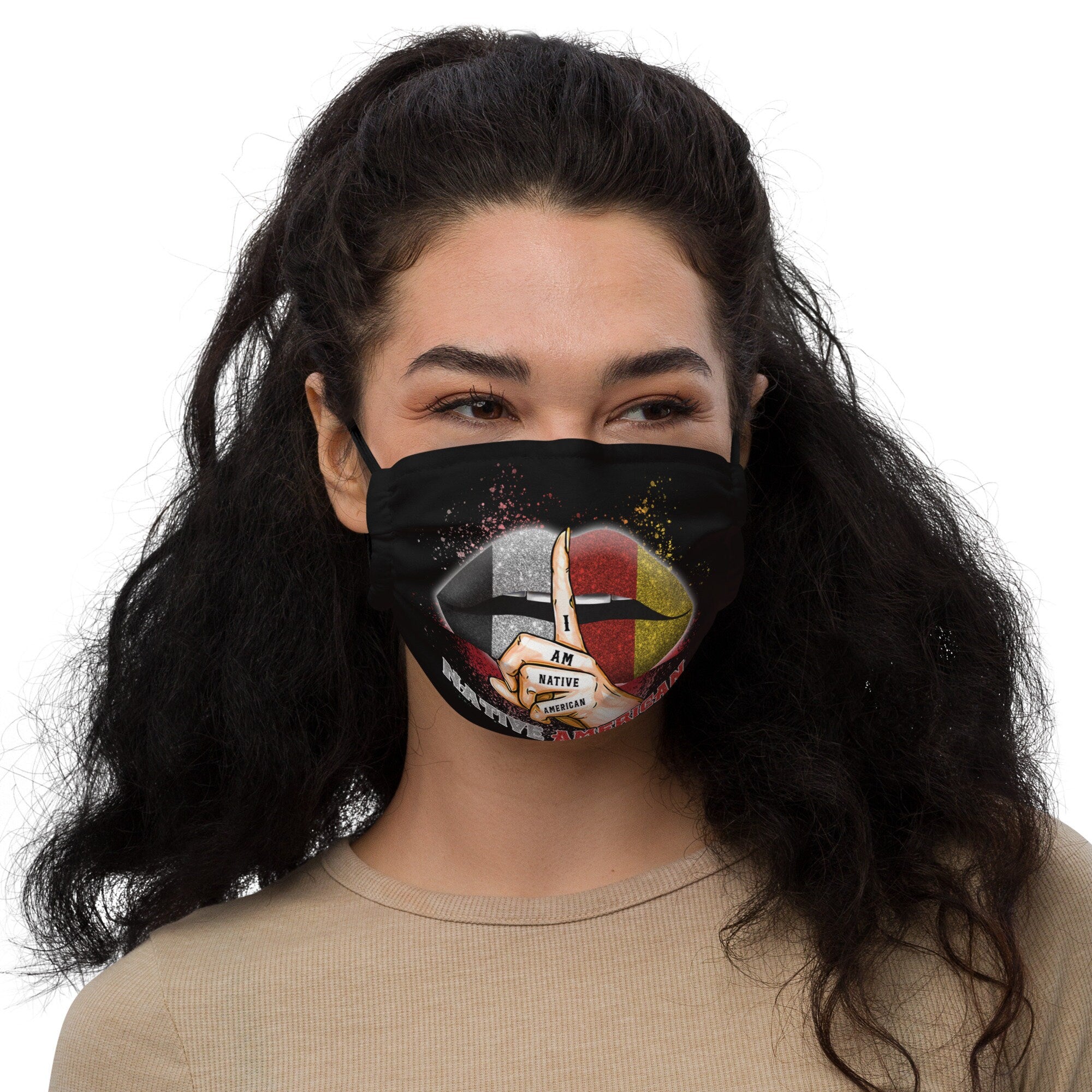 Native American Girl Lips Premium face mask Graphic Tee – Bold Style · Must-Have Style