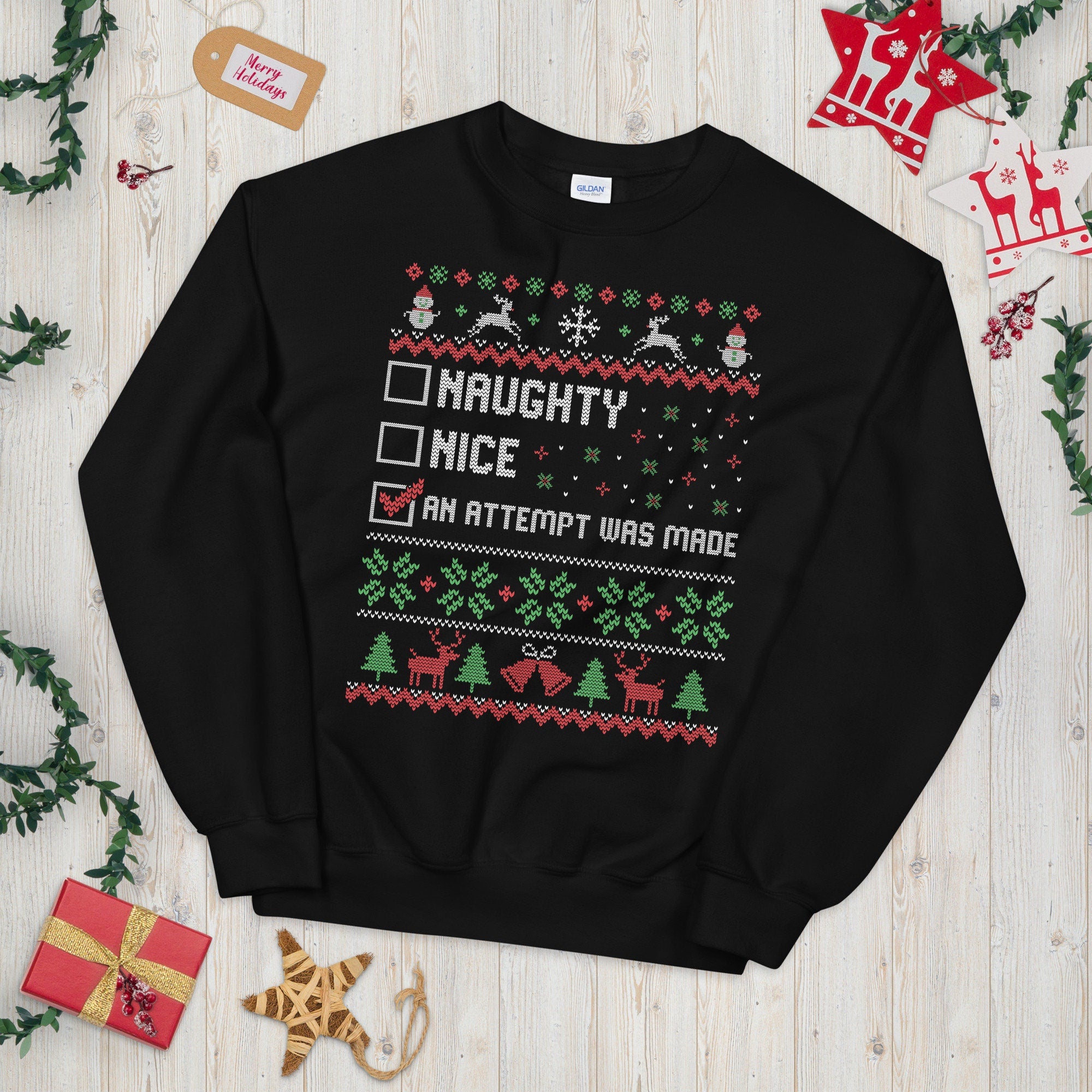 Comedic Nice List Ugly Festive Joke Design Unisex Sweatshirt Sweatshirt – Aesthetic Look · Must-Have Style