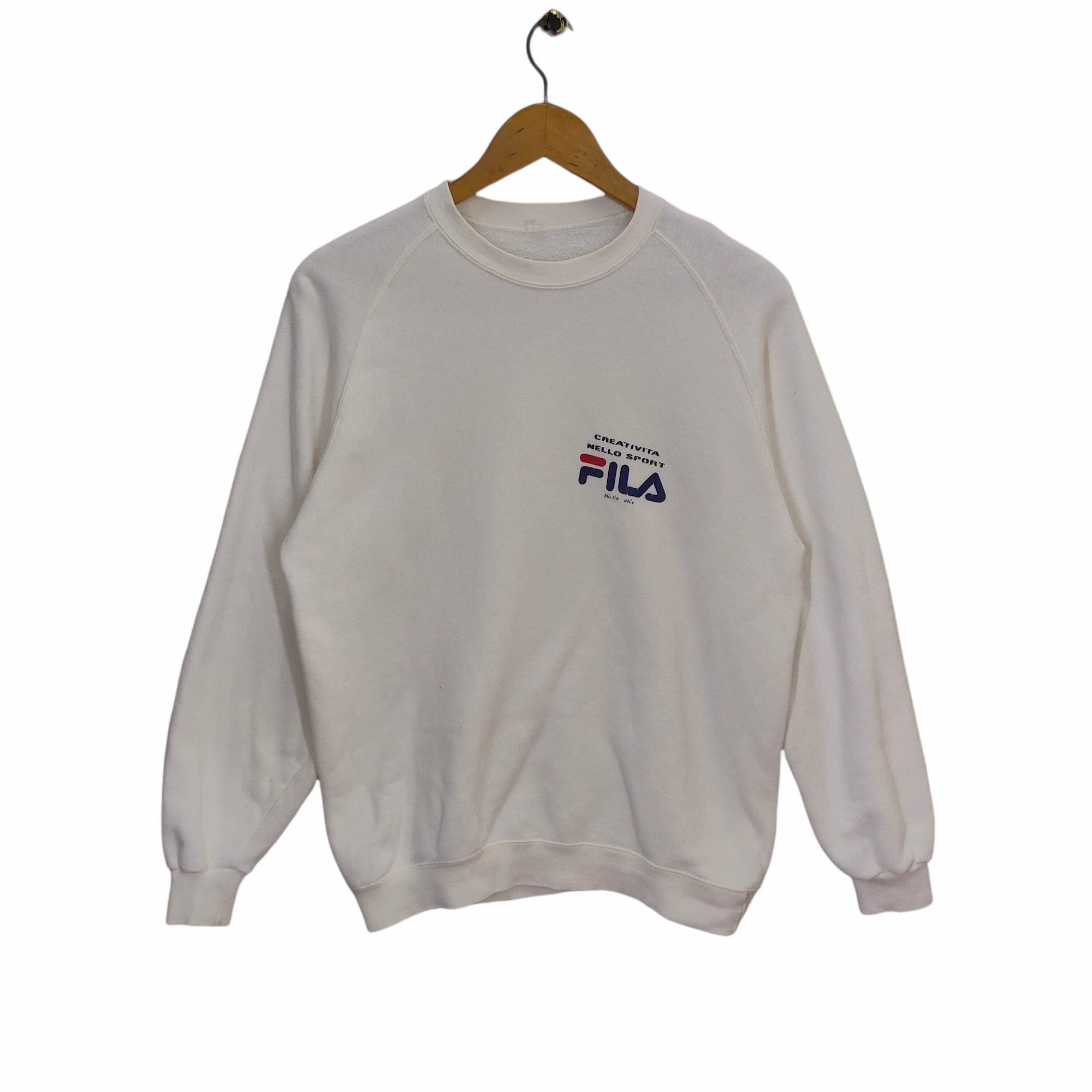 90s Fila Raglan Sweatshirt Medium Vintage Fila Sweater Jumper Pullover Crewneck White Size M Sweatshirt – Bold Style · Trending Graphic Apparel