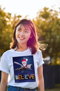 Believe Santa Dragon Christmas Magic Short Sleeve Unisex T Shirt Graphic Tee – Cozy Vibes · Great Gift For Fans
