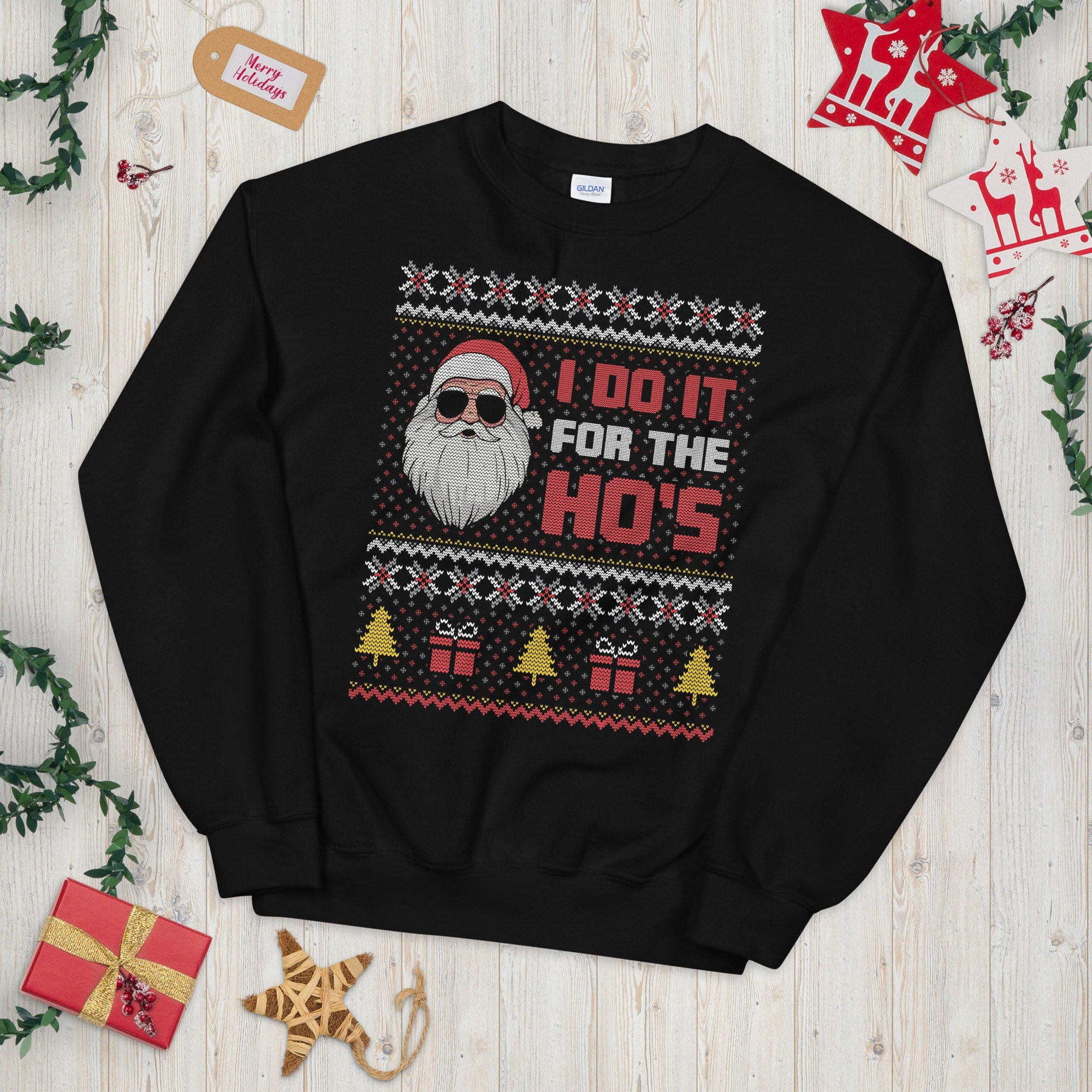 I Do it for the Ho39s Cool Santa Ugly Xmas Sweater Graphic Tee – Feel-Good Design · Top Pick For Any Outfit