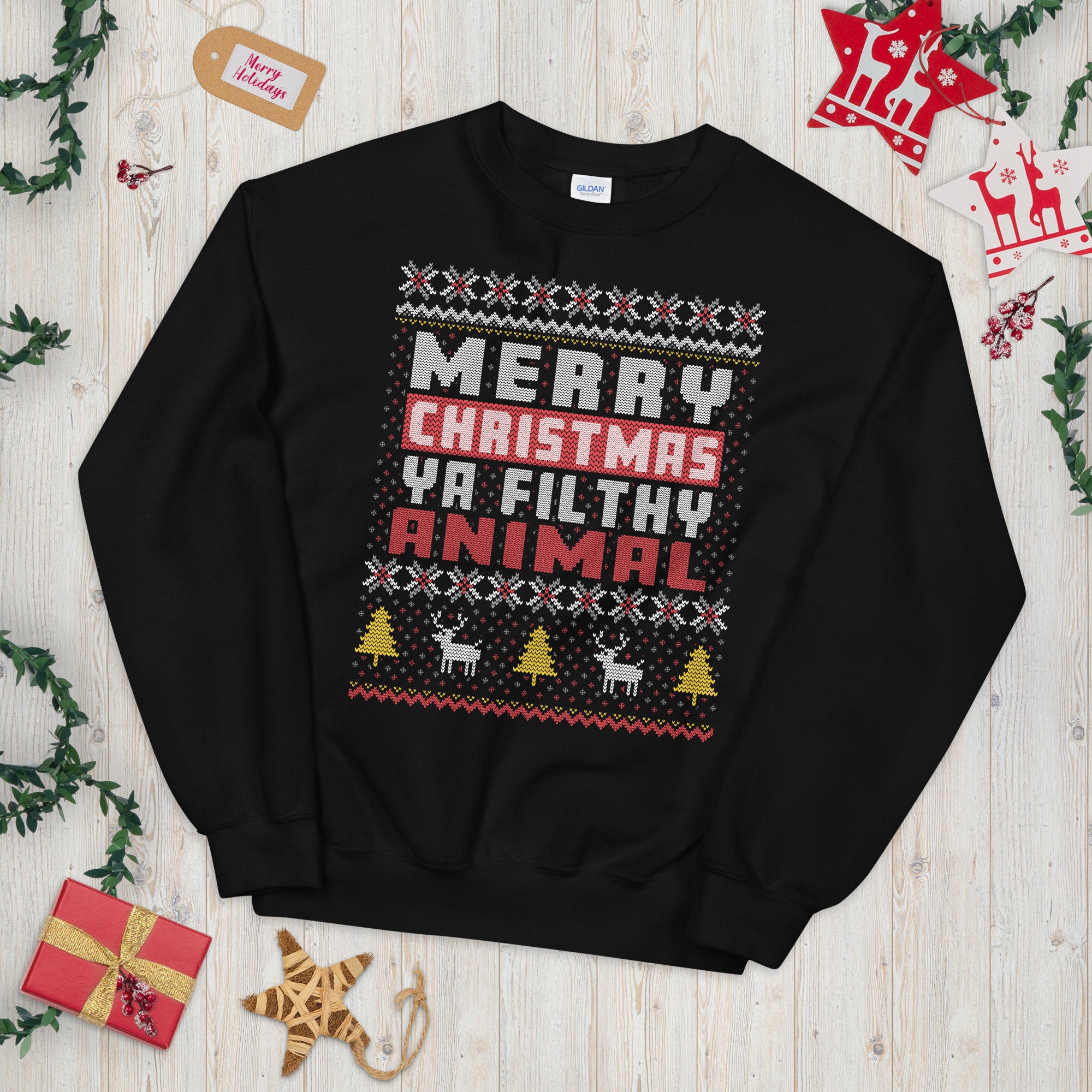 Merry X mas Filthy Animal Holiday Festive Sweatshirt Sweatshirt – Fan Favorite · Great Gift For Fans