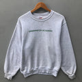 Vintage Y2K Soffe Tag Greenwich Academy Big Backprint Spellout Logo Sweatshirt Crewneck Pullover Colour Grey Size Adult Small Sweatshirt – Soft Feel · Must-Have Style