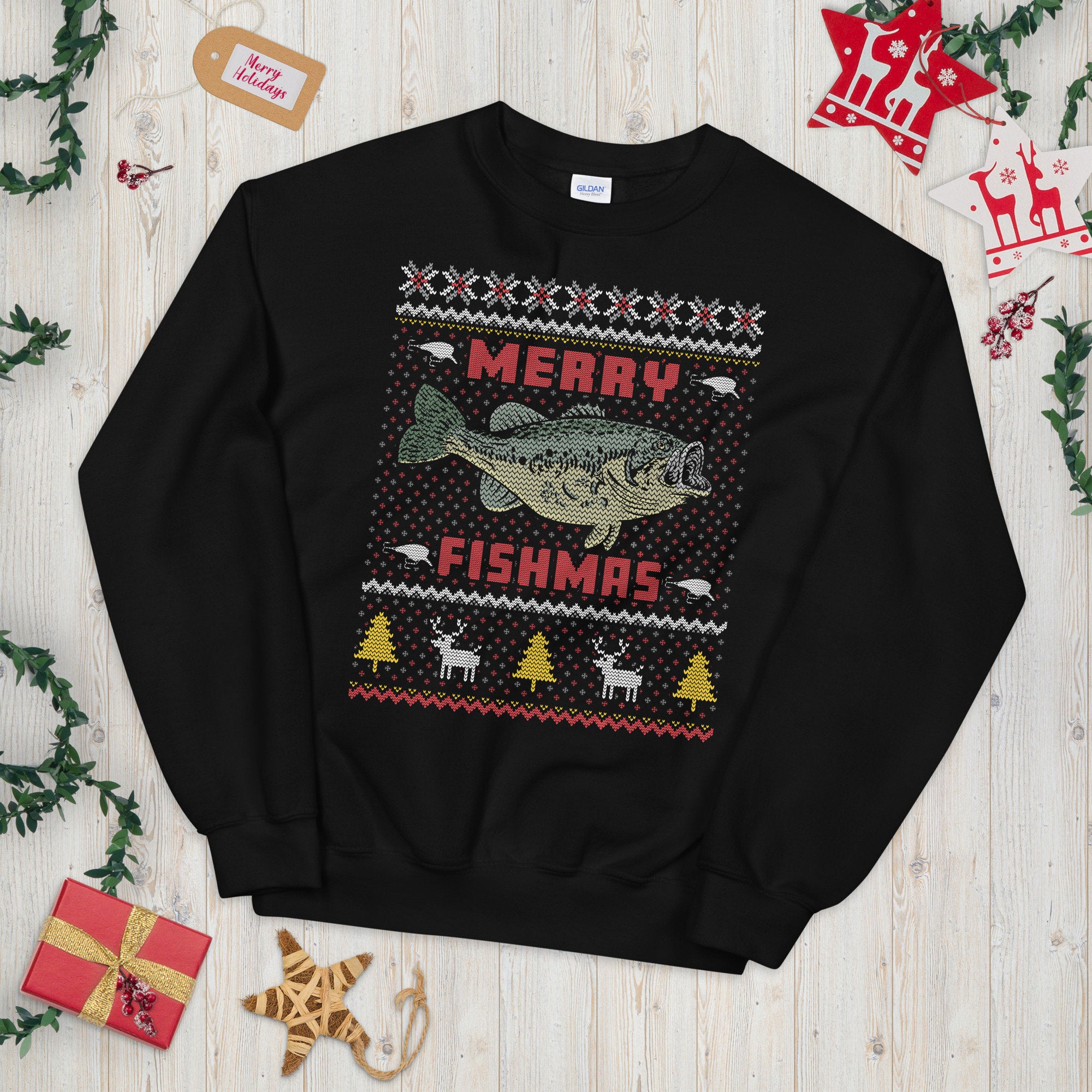 Merry Fishmas Ugly Christmas Fisherman Sweatshirt Sweatshirt – Warm & Stylish · Top Pick For Any Outfit