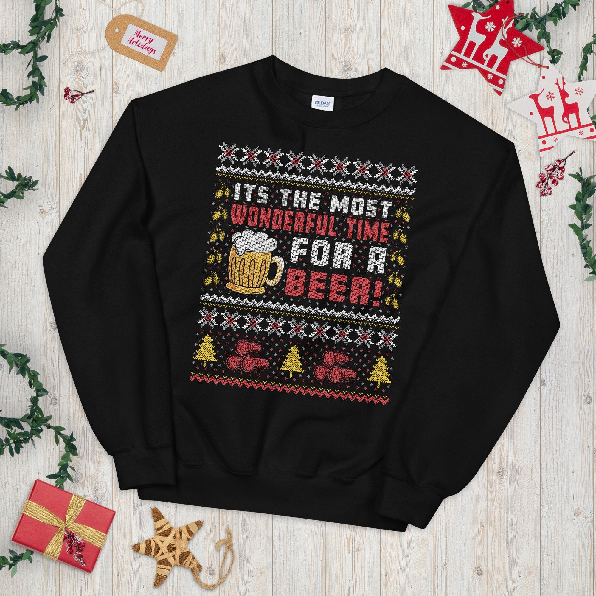 Wonderful Time of the Beer Ugly Christmas Sweatshirt Sweatshirt – Fan Favorite · Top Pick For Any Outfit