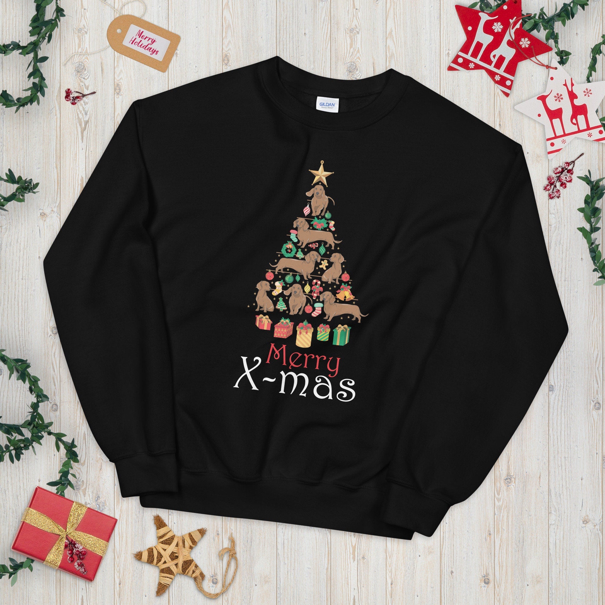 Merry Xmas Festive Dachshund Dog Christmas Sweatshirt Sweatshirt – Everyday Comfort · Top Pick For Any Outfit
