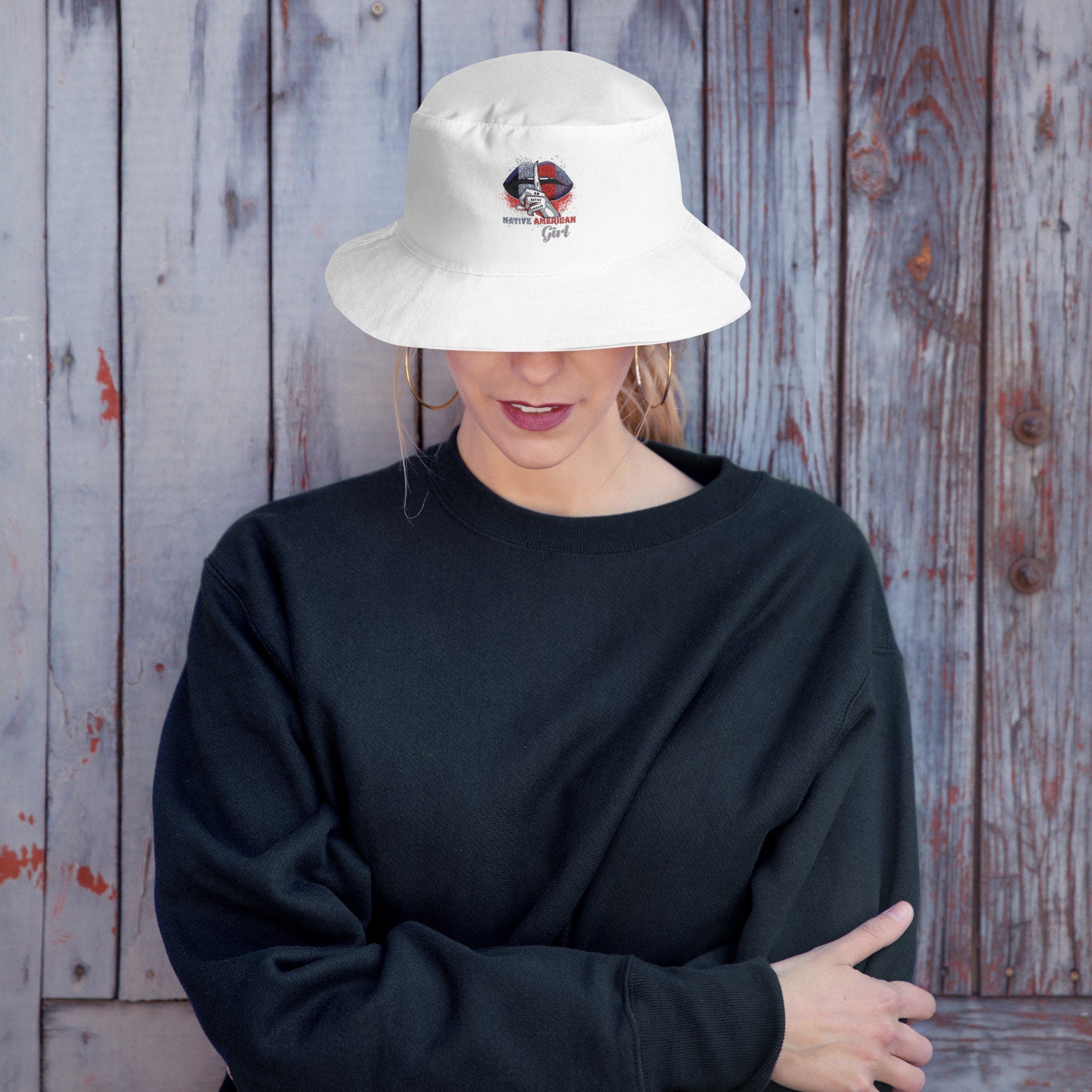Native American Girl Lips Bucket Hat Graphic Tee – Bold Style · Top Pick For Any Outfit