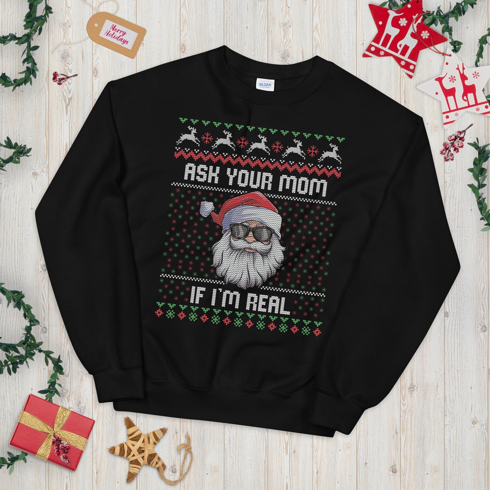 Hilarious Ask your Mom Santa Gag Sweatshirt Sweatshirt – Bold Style · High-Quality Print