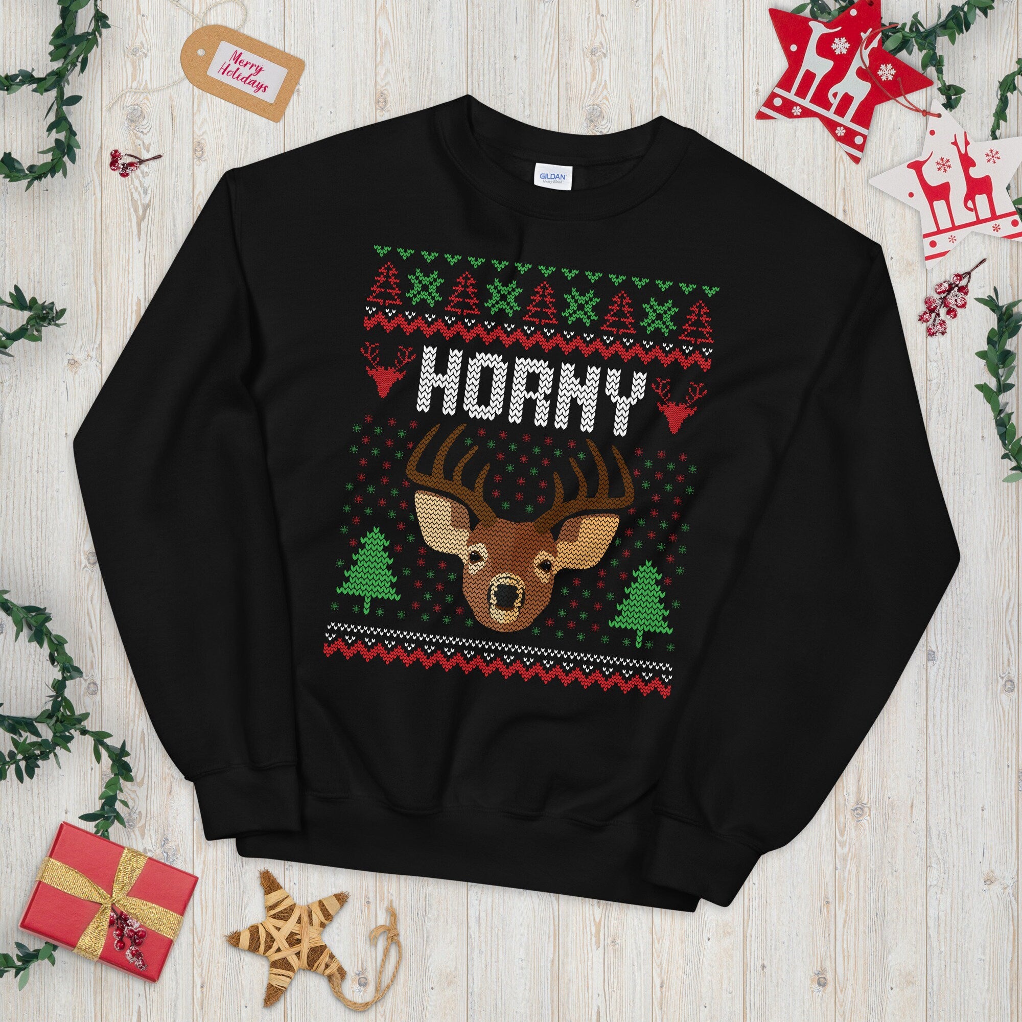 Comedic Reindeer Joke Ugly Festive Design Sweatshirt Sweatshirt – Easygoing Wear · Perfect For Daily Wear
