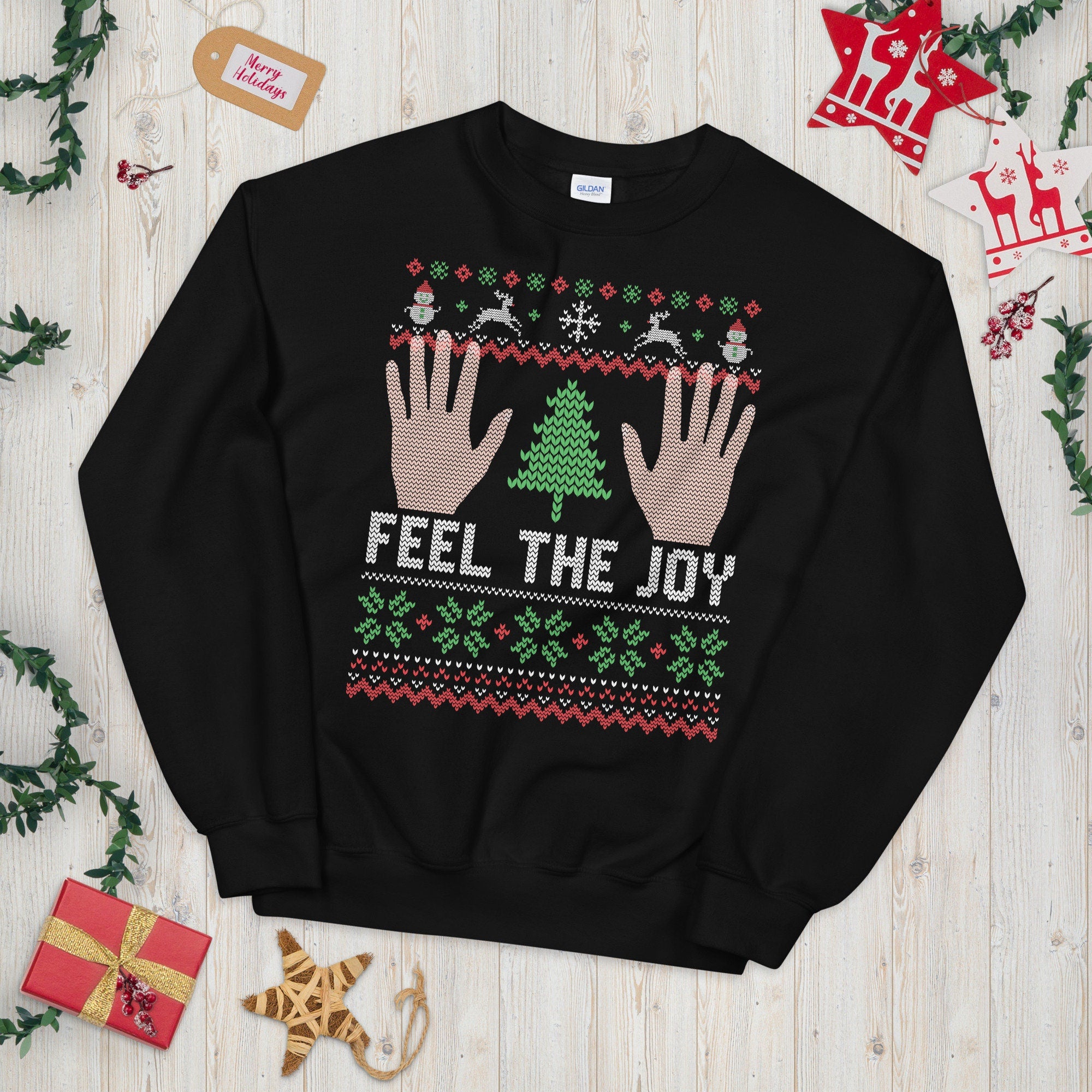 Ugly Festive Graphic Feel the Joy Unisex Sweatshirt Sweatshirt – Everyday Comfort · Trending Graphic Apparel